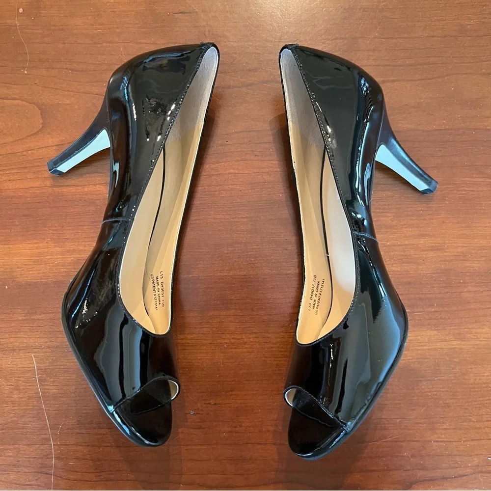 Cole Haan Heels Air Lainey Black Patent Peep Toe Pump Ladies dress shoes 7.5 B